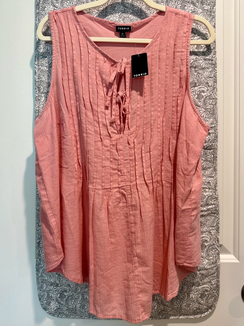 NWT- Cotton Pintuck Pleated Tank- โBlush Rose Eleganceโ Size Large